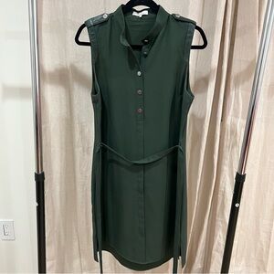 Parker Dark Green Button-Up Midi Dress